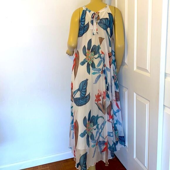 Chic Wish Tropical Pattern Flowing Halter Neck party Dres - Picture 4 of 6